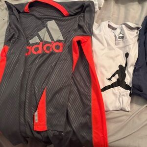 Sportswear lot: Adidas Charcoal and Red Pullover and Nike Jordan Shirt